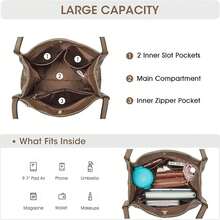 Kattee Women Soft Genuine Leather Totes Shoulder Bag Purses And Handbags With Top Magnetic Snap Closure - Màu Khaki - Xem 4