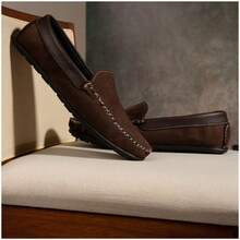 Mocassim Sapatilha +RELOGIO  Casual Confortável Casual Camurça - Café e bordo + relógio - Visão 5