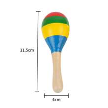 多功能木质鼓架小猫音乐桌儿童音乐启蒙早教益智打击乐器玩具奥尔夫打击乐器婴儿童摇铃幼儿园教具手拍4寸铃鼓儿童玩具10cm鼓