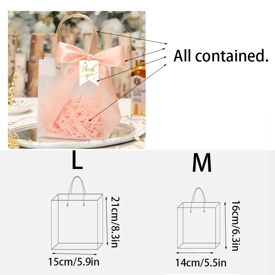 1/5pcs Ribbon Decor PVC Gift Bags, Gift Packaging Bags, Wedding Party Birthday Gift, Mother's Day Packaging Bags, Christmas Gift