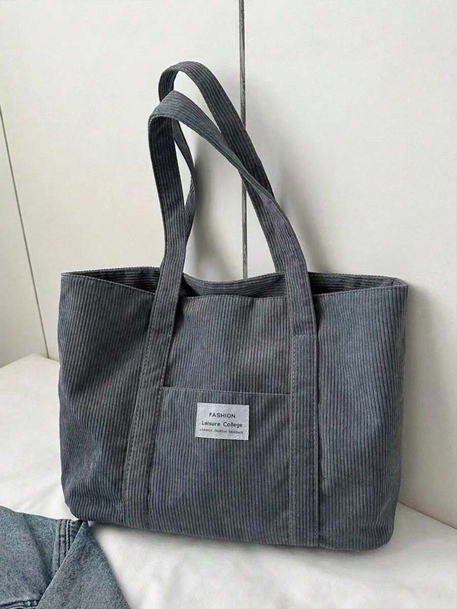 轻便商务休闲纯色简约手提包，适合青少年女孩、女士大学生。新手和白领人士，非常适合办公室。大学、工作、商务、通勤、户外旅行、外出、书包、大容量、便携、适合青少年和女孩、女士大学生，非常适合办公室、大学、中学、高中、工作、商务、通勤、办公室 - 灰色 - 查看 1