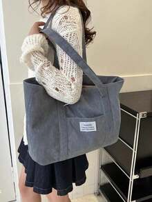 轻便商务休闲纯色简约手提包，适合青少年女孩、女士大学生。新手和白领人士，非常适合办公室。大学、工作、商务、通勤、户外旅行、外出、书包、大容量、便携、适合青少年和女孩、女士大学生，非常适合办公室、大学、中学、高中、工作、商务、通勤、办公室 - 灰色 - 查看 5