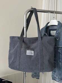 轻便商务休闲纯色简约手提包，适合青少年女孩、女士大学生。新手和白领人士，非常适合办公室。大学、工作、商务、通勤、户外旅行、外出、书包、大容量、便携、适合青少年和女孩、女士大学生，非常适合办公室、大学、中学、高中、工作、商务、通勤、办公室 - 灰色 - 查看 8