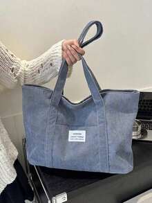 轻便商务休闲纯色简约手提包，适合青少年女孩、女士大学生。新手和白领人士，非常适合办公室。大学、工作、商务、通勤、户外旅行、外出、书包、大容量、便携、适合青少年和女孩、女士大学生，非常适合办公室、大学、中学、高中、工作、商务、通勤、办公室 - 灰色 - 查看 7