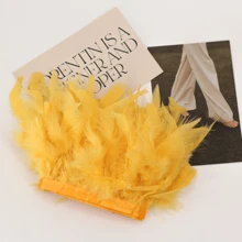 1m/szt. Taśma z tkaniny wykończeniowej z piór indyczych do nakryć głowy kostiumów, dekoracji na przyjęcia świąteczne, maski maskaradowej, występów scenicznych, majsterkowania - Wielokolorowe - Zobacz 35