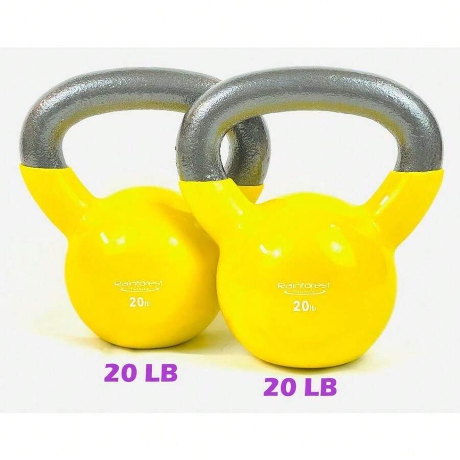 Set Of Rainforest Basics Vinyl Coated Cast Iron Kettlebell Weight 20LB