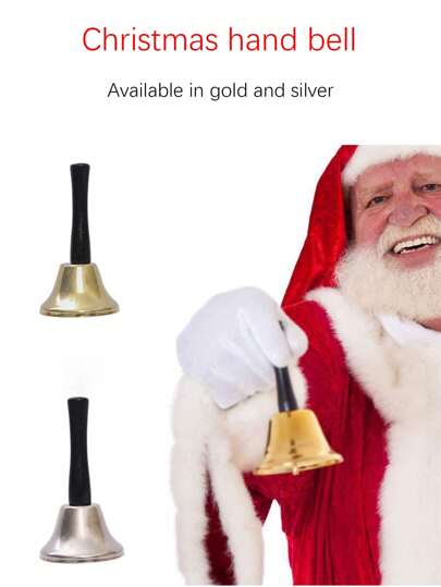 1 sino de mão de Papai Noel, sino de Natal, sino de mão clássico - dourado ou prateado, sino de jantar em sala de aula, sino de chamada para animais de estimação, fila de comida, despertador, campainha de toque, serviço e chamada para casamento, festa e Natal, adereços de decoração para festa de Natal, decorações de Natal, presente de Natal, decoração de Natal, decoração de quarto, decoração de casa