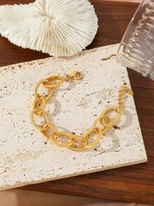 1 pieza Cadena de perlas con cristales de Rhinestone en forma de corazón, cadena retorcida, cadena "Volver a la vida", cadena lisa minimalista, pulsera de brazalete, diseño elegante y delicado de moda retro, adecuado para vacaciones, fiestas, citas, regalos, uso diario - Amarillo Oro - Ver 21