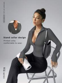 FWH 女士时尚瑜伽户外跑步通勤约会防晒必备弹力舒适背部塑身腹部瘦身健身复古高端街头优雅运动服跑步健身服拉链弹力简约时尚性感修身长袖瑜伽外套