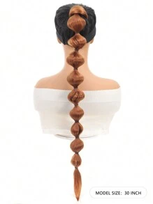 合成假发灯笼泡泡马尾辫 30 英寸超长（带弹性发绳）编织女士马尾辫 - 彩色 - 查看 5