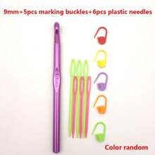 14/20 pièces set de crochets en aluminium, taille 2 mm-10 mm, comprend crochets, ciseaux à laine, marqueurs, aiguilles en plastique, couleurs aléatoires, idéal pour les débutants, outils de tricot