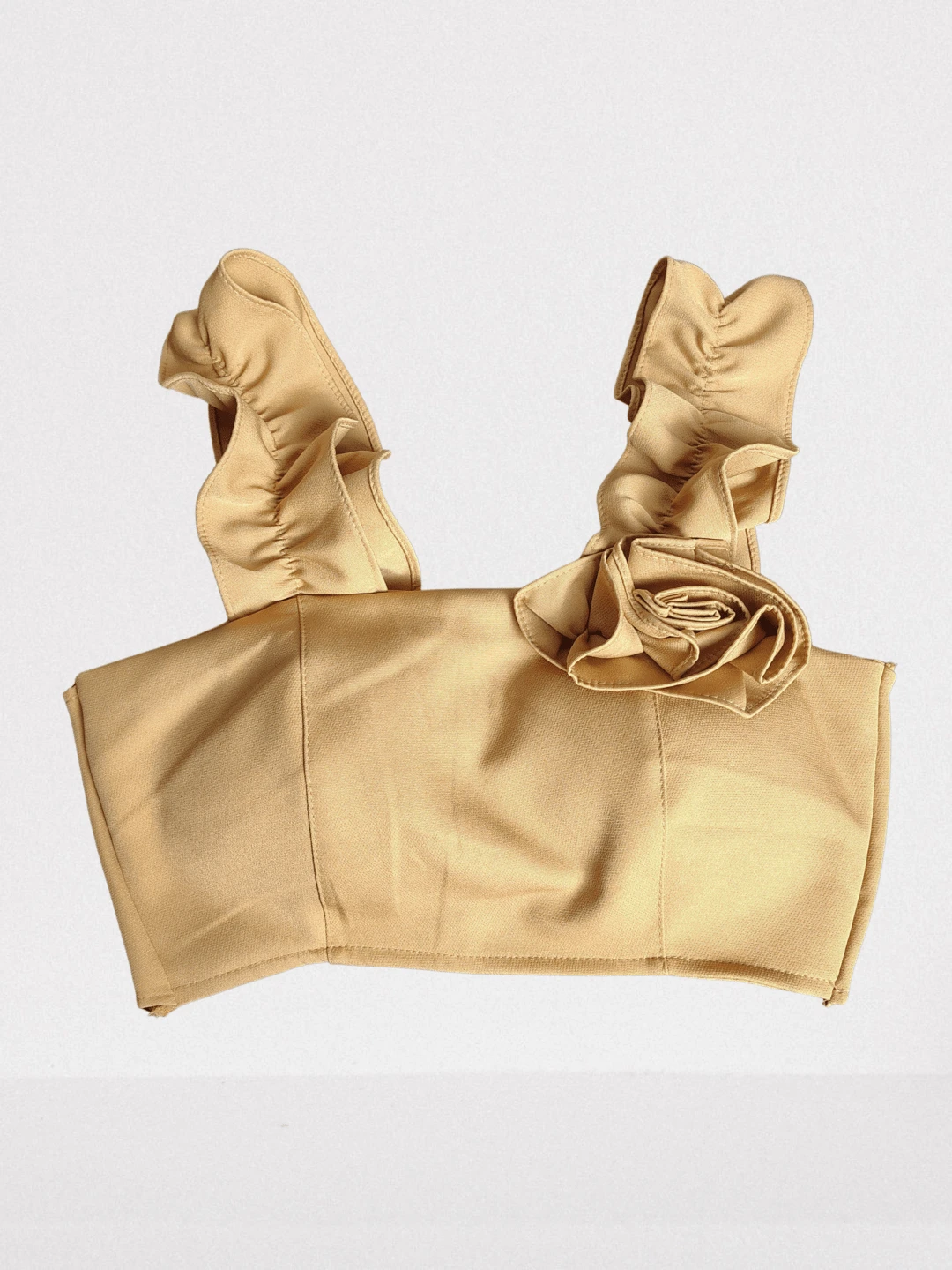 Women's Tailored Cropped Top With Flower Pattern - 卡其色 - 查看 1