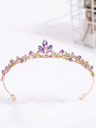 1pc Girls' Luxury Sweet Princess Crown Headband With 3D Rhinestones