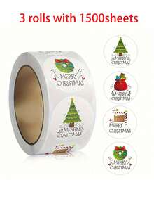 1 cái, 500 cái/cuộn Nhãn dán Giáng sinh vui vẻ, Phong bì tiệc ngày lễ Văn phòng phẩm Nhãn thẻ Quà tặng Nhãn dán niêm phong - Nhiều màu - Xem 10