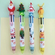 1 支/4 支圣诞主题伸缩圆珠笔，细尖 0.5 毫米彩色墨水，6 种颜色可选，塑料笔杆带有可爱的卡通装饰，适合节日礼物，设计多样，圣诞礼物 - 彩色 - 查看 16