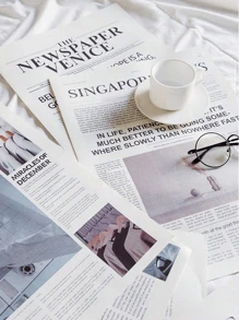 2pcs Decorative Craft Items, English Newspaper Photography Props, Fashion Apparel, Home Decor, Food Photography Backdrop Props, Room Decor, Best Gift For Autumn, Birthday, Graduation - Multicolor - View 4