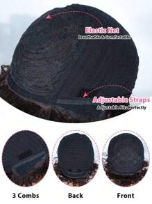 短款卷发假发 人发假发 精灵短发 非洲式卷发假发 带刘海 巴西雷米人发机织假发 深棕色