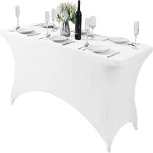 1 khăn trải bàn bằng Polyester, khăn trải bàn đàn hồi đa năng thích hợp cho các bữa tiệc, tiệc chiêu đãi, đám cưới và sự kiện - Màu trắng - Nhiều màu - Xem 8