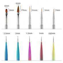 Bộ 5 bút chấm bi hai đầu đa năng dùng để trang trí móng tay, bút vẽ gel pha lê, bút vẽ đường kẻ, bút khắc, bộ cọ trang trí móng tay - Nhiều màu - Xem 3