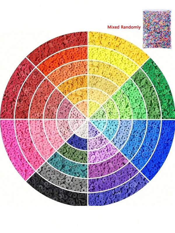 1.000-5.000 Peças Contas Disco de Argila Polimérica Colorida Misturada Aleatoriamente de 6 mm para Fabricação de Joias, DIY Pulseira, Colar, Brincos, Artesanato, Presente de Férias para Meninas, Suprimentos para Pequenos Negócios, Embalagem de Cores Misturadas