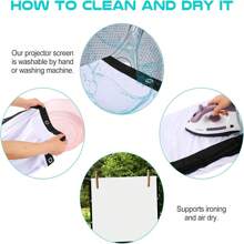 150 Inch Projection Screen 16:9 Foldable Portable Projector Movies Screen For Office Home Theater Outdoor Indoor Support Double Sided Projection. - White - View 3