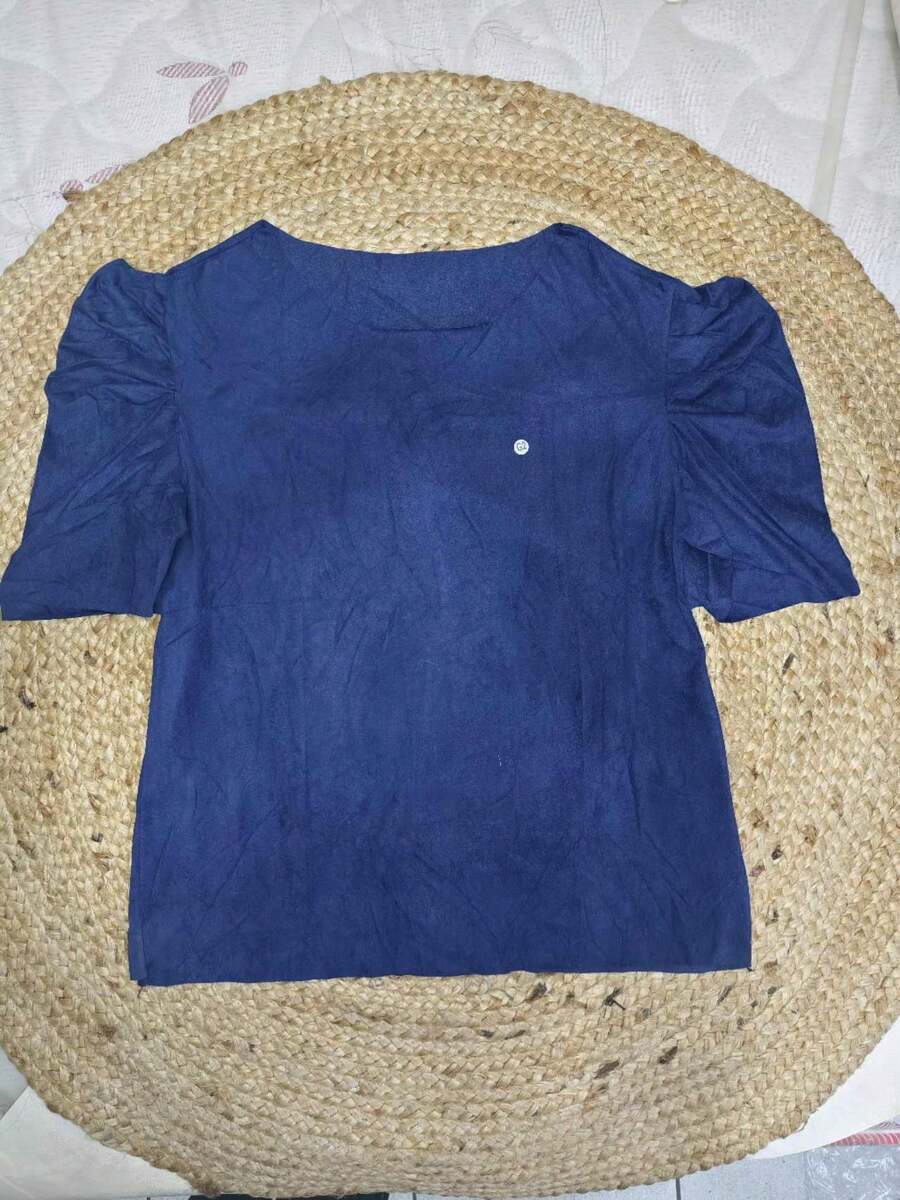 Suede Puff Sleeve - Màu xanh hải quân - Xem 1