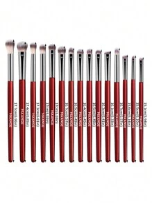 MAANGE 15pcs Professional Eye Makeup Brush Set, Eye Shadow Brush, Eyebrow Brush, Mixed Brush, Eyeliner Brush, Concealer Brush,Highlighting Brush,Smudge Brush,Lip Brush,Soft Fiber Easy To Carry Portable Makeup Tools, Travel Brush, Gifts For Women And Girls - 紅色 - 查看 3
