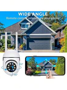 Cámara de pared WiFi con visión nocturna, Camara Wifi Inalambricas Camara Vigilancia Exterior 2.4G/5G,punto de acceso de rotación de 360°, monitor antirrobo, cámara de vigilancia de inteligente para teléfono - Blanco - Ver 5