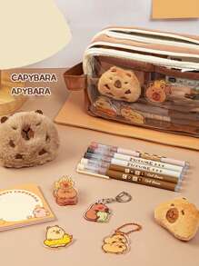 1 Peça Bolsa Porta-Canetas Multiuso de Grande Capacidade e Transparente com Zíper, Bolsa de Papelaria à Prova d'Água e Resistente à Sujeira para Estudantes, Pode ser Usada para Armazenar Canetas, Cadernos Pequenos, Fitas e Outros Artigos de Escritório de Mesa, Estojo de Lápis do Conjunto Série Campi de Volta às Aulas, Bolsa de Armazenamento de Cosméticos para Dormitório (Algumas Opções Não Incluem Acessórios!) Volta às Aulas, Estojo de Lápis, Nécessaire, Mochila Escolar
