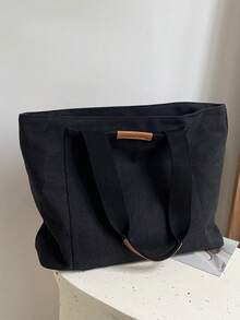 1 chiếc túi vải đeo vai thời trang tối giản, túi xách tay, túi mua sắm, túi tote có khóa kéo nhẹ, di động dành cho nam thanh thiếu niên, sinh viên đại học và nam giới đựng những vật dụng thiết yếu hàng ngày khi mua sắm, du lịch và làm việc, những vật dụng thiết yếu khi mua sắm, du lịch và làm việc, quà tặng Halloween, Giáng sinh, mùa đông, mùa thu, Giáng sinh, túi dành cho nam, túi đi học đại học, túi đi học - màu đen - Xem 9