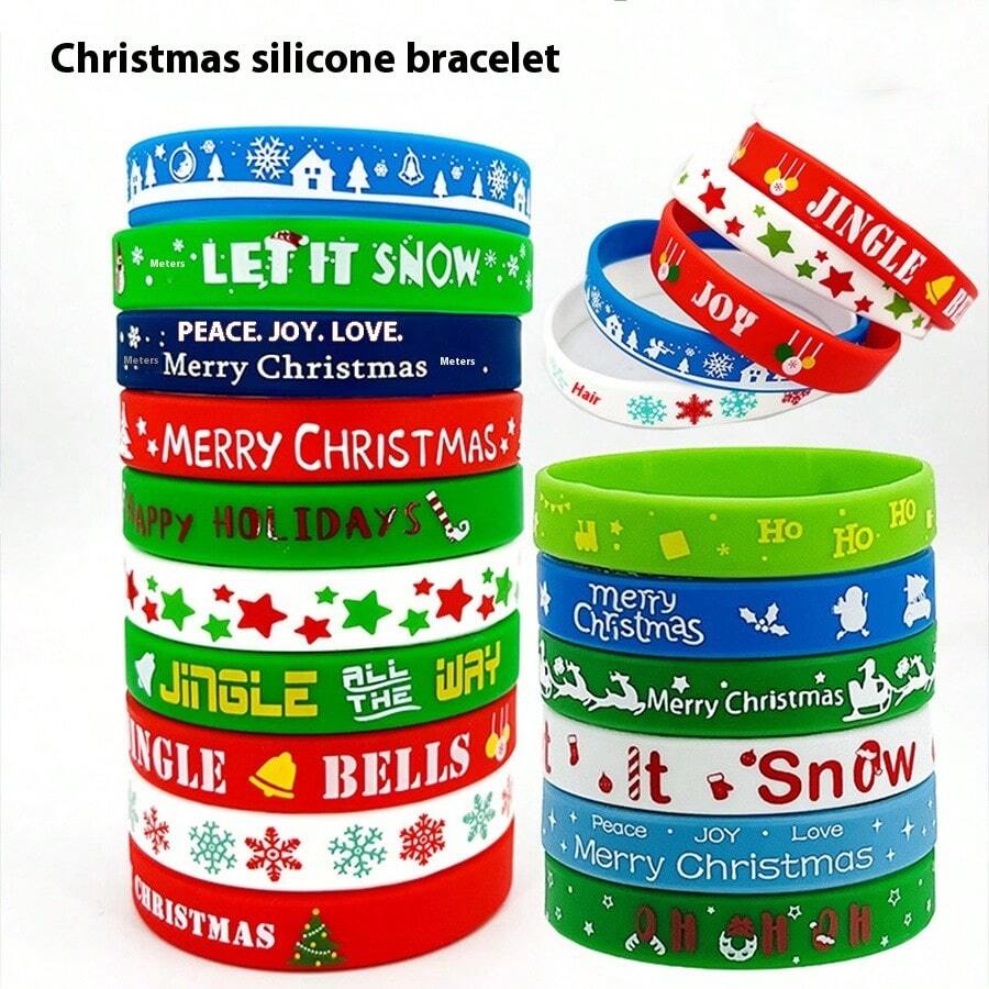 Merry Christmas Silicone Wristband, Party Wrist Strap.