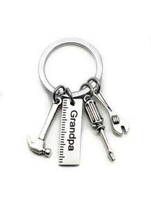 1入組/2入組不鏽鋼diy父親節鑰匙扣,鎚子,螺絲刀和扳手圖案,給爸爸的絕佳禮物