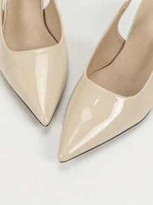 Tacones altos de stiletto negros para mujer, de moda, con punta puntiaguda, tacones altos formales y elegantes con correa de tobillo - Albaricoque - Ver 6