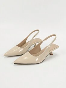 Tacones altos de stiletto negros para mujer, de moda, con punta puntiaguda, tacones altos formales y elegantes con correa de tobillo - Albaricoque - Ver 7