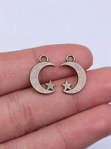 40 piezas/bolsa Colgantes de luna y estrella de 17x11mm para hacer joyas DIY, accesorios de joyería, elaboración de collares DIY, elaboración de llaveros DIY, manualidades hechas a mano
