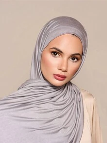 1 件女士平纹头巾 - 莫代尔头巾汗布，纯色，丝般柔滑，柔软，舒适，透气莫代尔面料头巾，头套，平纹披肩，适合日常使用，户外，祈祷，崇拜，170 厘米 * 60 厘米 - 灰米色 - 查看 8