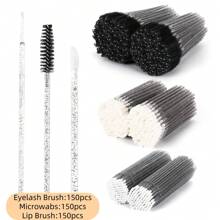 Kit de Extensão de Cílios com Escova Descartável Microswab, Escova de Cílios, Escova de Lábios, Aplicador de Máscara de Cílios, Kit de Beleza com Varetas (Preto) - Beleza e Cuidados Pessoais 100/300/450 peças