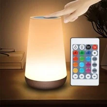 1pc LED Color Changing Desk Lamp, Wooden Grain Design, 13 Color Modes, Touch Sensor Night Light, USB Rechargeable, Eye-Caring Lamp, Touch Sensitive Mood Light, Suitable For Bedside, Study, Bathroom, Outdoor And More - Desk Lamp - View 3