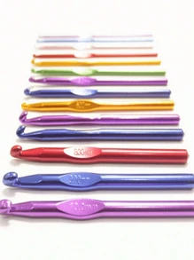 14/20 pièces set de crochets en aluminium, taille 2 mm-10 mm, comprend crochets, ciseaux à laine, marqueurs, aiguilles en plastique, couleurs aléatoires, idéal pour les débutants, outils de tricot