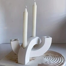 1pc Arch-Shaped Candle Holder Silicone Mold, DIY Resin Stone Candle Holder Home Decor, Hollow Candle Holder Desktop Decoration, Suitable For Halloween, Christmas Candle Making And Decoration