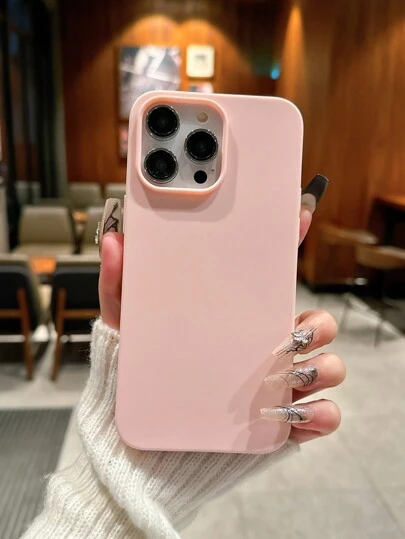 Silicone Phone Case Large Pore Matte Light Pink Candy Color Simple Plain Mobile Phone Case, Creative Anti-Drop Phone Shell Compatible With Apple 11 12 13 14 15 16 Plus, 13 ProMax, XR, 16, 14 Plus, 14 ProMax, 13 Pro Mini Waterproof Shockproof Scratch Resistant