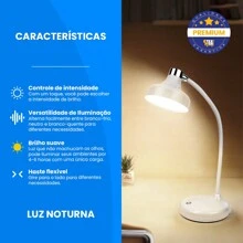LED Night Light Bedroom Bedside Table Lamp Adjustable 3 Levels Neutral White Yellow Night Light Dimmable Touch Wireless Rechargeable - 白色 - 查看 3