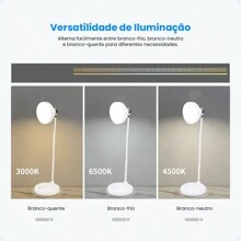 LED Night Light Bedroom Bedside Table Lamp Adjustable 3 Levels Neutral White Yellow Night Light Dimmable Touch Wireless Rechargeable - 白色 - 查看 7