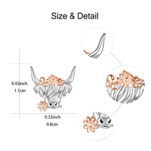 Cute Cow Head With Flower Animal Earrings, Gift For Friends And Family On Birthday And Christmas Valentines,Mom,Mother,Mother's Day,Gift