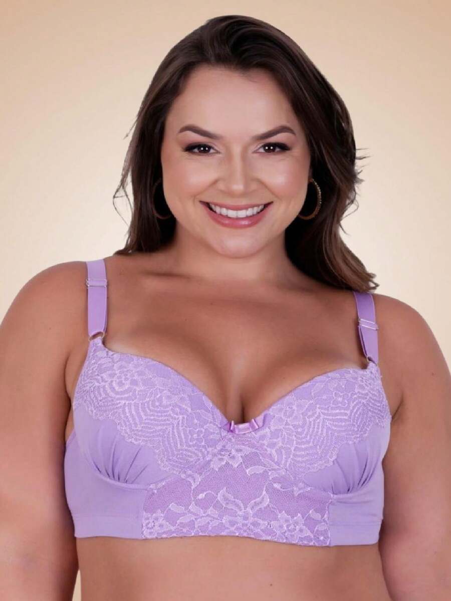 Plus Size Bras & Bralettes - 紫丁香色 - 查看 1