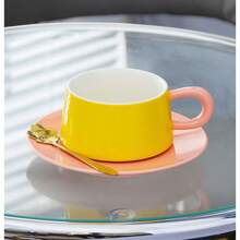 1 套陶瓷咖啡杯，轻盈奢华风格，碟形杯，欧洲复古风格下午茶杯 - 彩色 - 查看 4