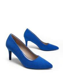 Women High Stiletto Heels Pumps Pointed Toe Solid Color Closed Pointed Toe Dress Court Pumps Shoes For Wedding Work Office Business, 3 Inches - 寶藍色 - 查看 6