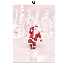 1pc Hồng Giáng sinh mùa đông tuyết Santa Chalet nghệ thuật tường Canvas vẽ tranh Bắc Âu áp phích và bản in hình ảnh tường cho phòng ngủ trang trí nhà không có khung - Nhiều màu - Xem 13