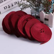 1条4.57米酒红色单面无弹力彩色植绒缎带，植绒缎带，植绒缎带蝴蝶结DIY，适用于服装、圣诞树、橱柜、圣诞节、情人节等节日装饰（由于手工测量，长度可能略有不同） - 暗紅色 - 查看 5