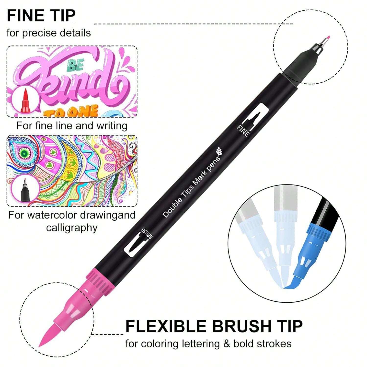 72 Colors Dual Tip Brush Pens With Brush Tip And Fine Tip For Artists